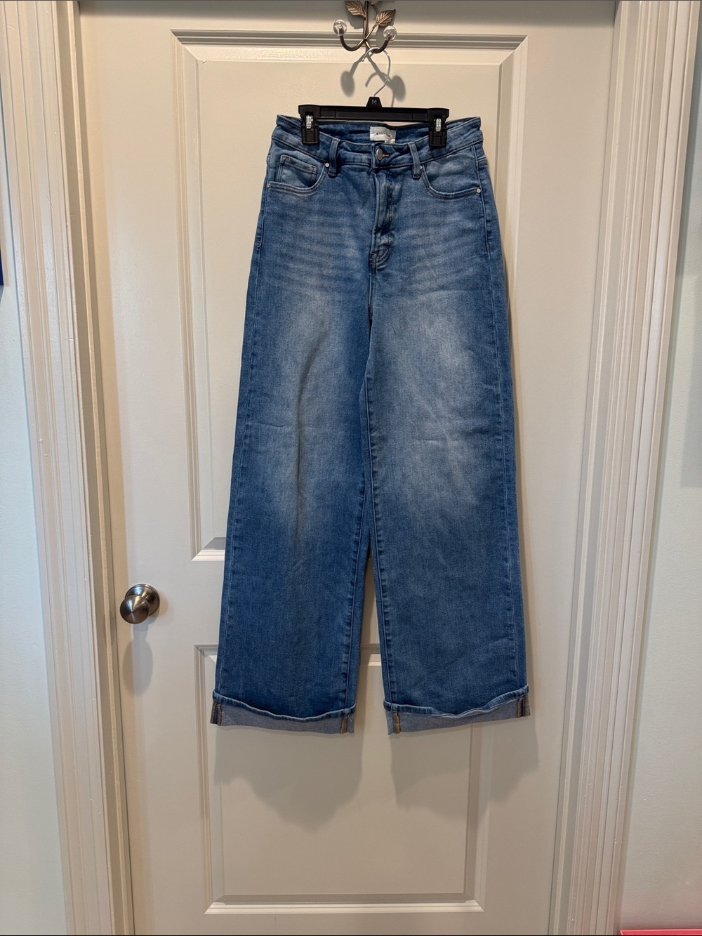 High-Rise Wide Leg Blue Denim Jeans